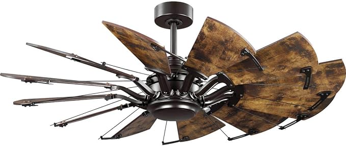 Photo 1 of Springer Collection 52-Inch 12-Blade DC Motor Farmhouse Windmill Ceiling Fan Architectural Bronze