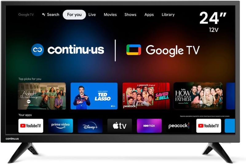 Photo 1 of 24-inch Smart 12V RV Television by Continu.us | 720p Android Google 12 Volt TV with Google Assistant, Chromecast & Free Streaming Apps | Built for RVs, Campers, Boats and More | CT-24TS10
