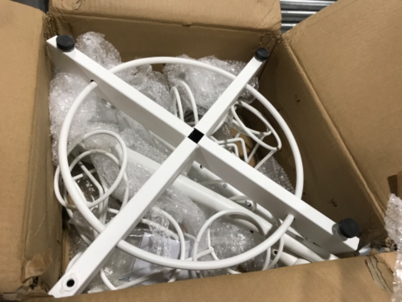 Photo 1 of MyGift Modern Large Freestanding Hat Rack Stand, White Metal Retail Wig or Hat Display Stand with 20 Customizable Circular Hooks