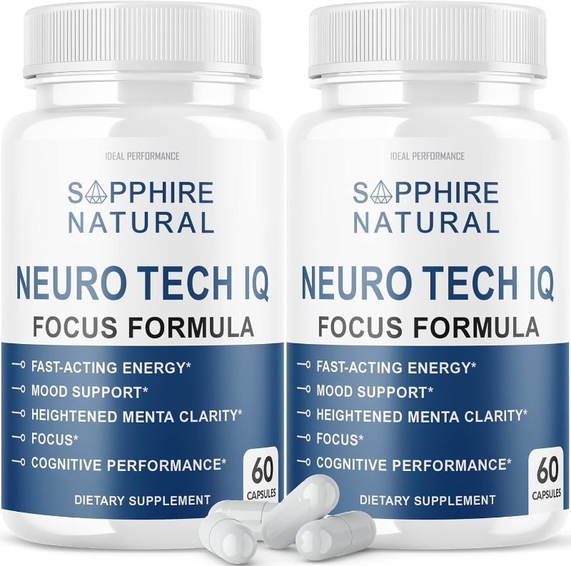 Photo 1 of 2 Pack) Neuro Tech IQ Brain Supplement Neurotech Iq Focus Formula Pills (120 Capsules)