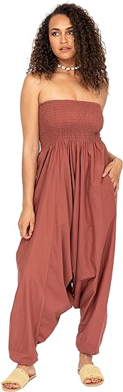 Photo 1 of likemary Jumpsuits for Women - Pull Down Romper to Harem Pants Women - One Size Cotton Jumpers - Maxi Length Outfit & Pockets