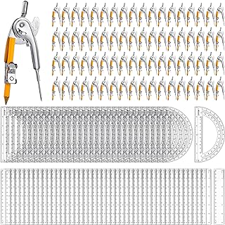 Photo 1 of 240 Pcs Student Geometry Math Set, Geometry Compass Protractor with Pencil and Straight Plastic Ruler Compass and Protractor for Student School Office Drafting Wood Working
