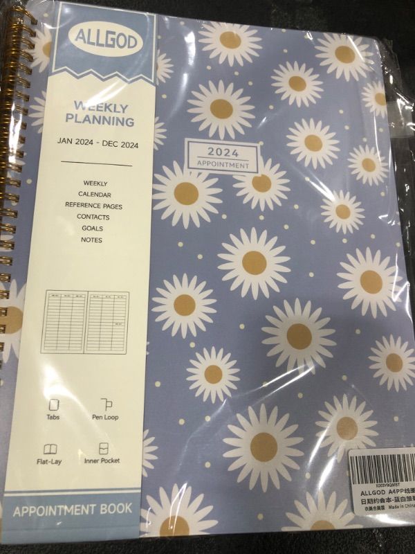 Photo 1 of 2024 Appointment Book 15 Minute Interval Hourly Planner from Jan 2024-Dec 2024 with Calendar,8.5 x 11 Weekly & Monthly Planner with Spiral Bound, Monthly Tabs, Pocket

