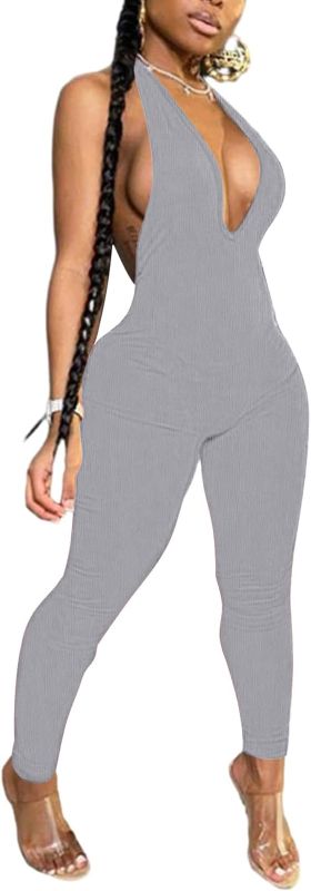 Photo 1 of CTU Womens Sexy Yoga Ribbed Spaghetti Strap Sleeveless Short Jumpsuit Clubwear SIZE M 
