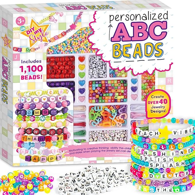 Photo 1 of 1100pcs Color Beads Bracelet Making Kit, Girls' Lovely Bracelet Necklace Jewelry Making Kit, DIY Bulk Acrylic Gradient Bead Girls' Birthday Gift DIY Craft for Girls,Christmas Gift Set
