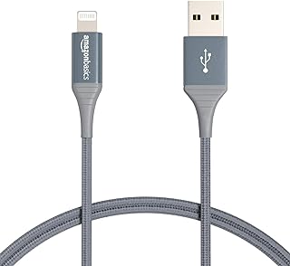 Photo 1 of Amazon Basics USB-C to Lightning Charger Cable, Nylon Braided Cord, MFi Certified Charger for Apple iPhone 14 13 12 11 X Xs Pro, Pro Max, Plus, iPad, 3 Foot, Dark Gray
