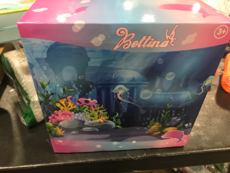 Photo 1 of BETTINA Mermaid Princess Doll Playset, Temperature Color Change Mermaid Tail, Dressing Up Doll 12" and Crystal Light Red Dolphin Mermaid Toys for Little Girls and Play Gift Set Aged 3+