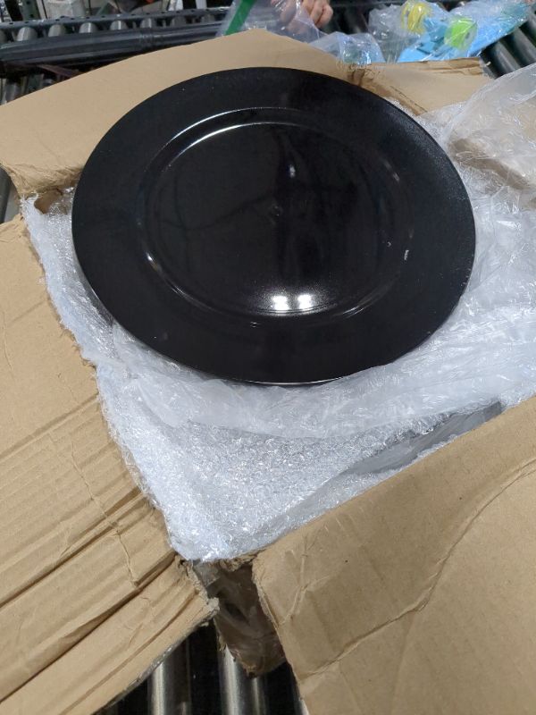 Photo 1 of 13" BLACK PLASTIC PLATES, 100 PACK