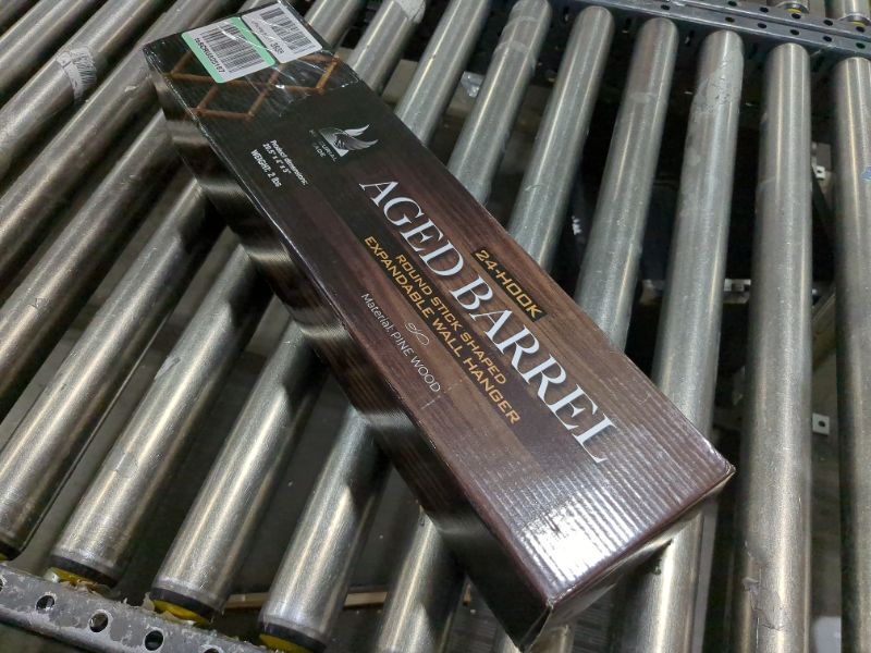 Photo 1 of Round Stick Shaped Expandable Wooden Coat Rack Hanger – 24-Hook Accordion Wall Mounted Pine Wood Hooks – Hand Made Vintage Expending Pegs – Hang Coat, Jacket, Hat, Bag – Aged Barrel 24 Hooks Aged Barrel