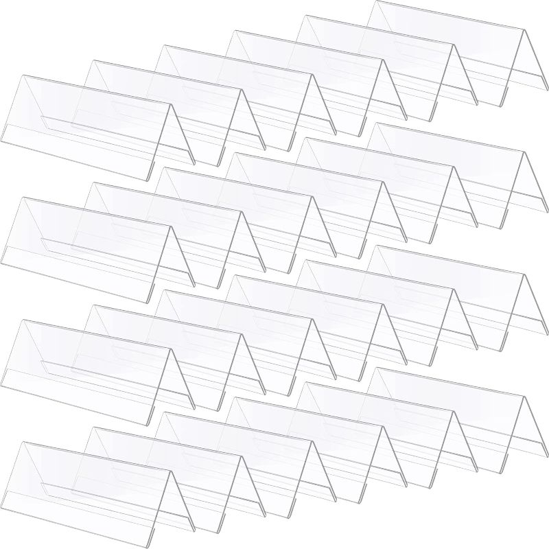 Photo 1 of 24 Pack Clear Plastic Name Plates for Desk 8.5 x 3 Acrylic Wall Name Plate Holder Desk Sign Frame for Table Display Blank Nameplate for Office Business Conference Meetingroom Student School Classroom
