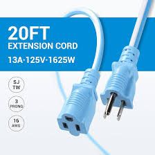Photo 1 of DEWENWILS Outdoor Extension Cord 20ft, Blue & White Power Cord, 3 Prong 16/3 SJTW, ETL Listed