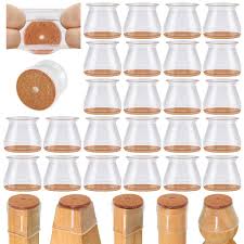 Photo 1 of 24 Pcs Chair Leg Floor Protectors for Hardwood Floors Silicone Covers to Protect Wood Tile Floors Felt Pads Furniture Leg Caps Non Slip Reduce Noise (Large-Clear)
