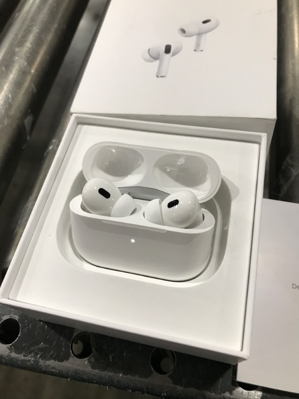 Photo 2 of Apple AirPods Pro (2nd Generation) Wireless Ear Buds with USB-C Charging, Up to 2X More Active Noise Cancelling Bluetooth Headphones