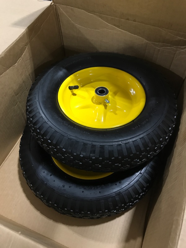 Photo 2 of (2-PACK) 4.80/4.00-8" Tire and Wheel, 16" Pneumatic Tire Wheels with 5/8" Bearings (Extra 3/4" Bearings) and 3" Centered Hub