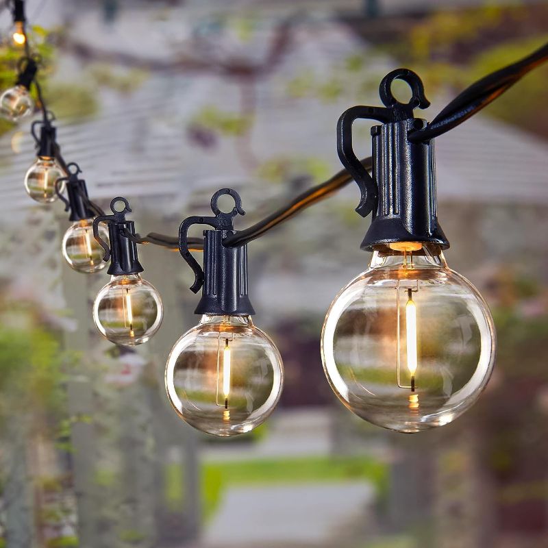 Photo 1 of 100 FT Outdoor String Lights, Hanging Globe Patio Lights with 52 Clear Bulbs, UL Listed Connectable Backyard Lights for Indoor Outdoor Decor