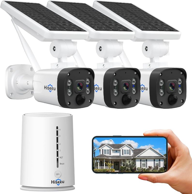 Photo 1 of Hiseeu Wireless Security Camera Outdoor, 4MP Solar Camera, Wire-Free, Battery Powered Home Camera