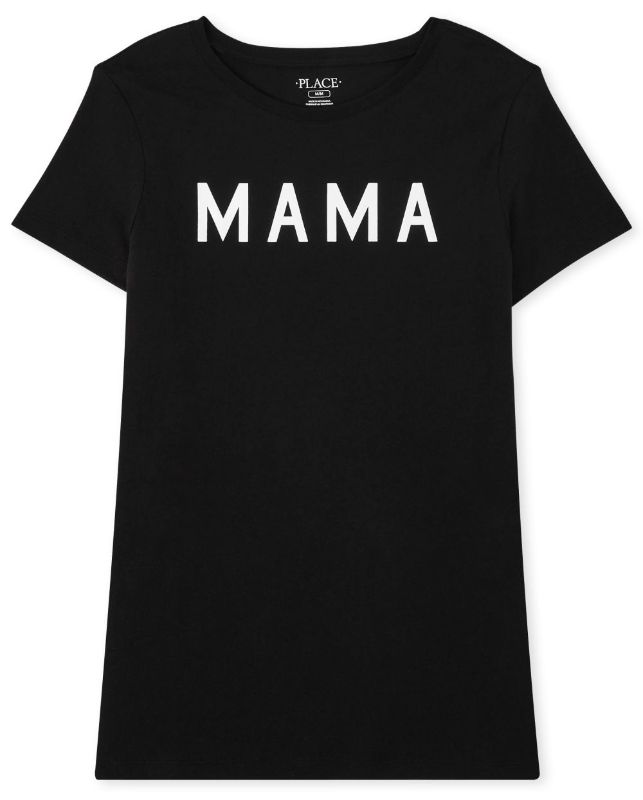 Photo 1 of (XL) The Children's Place Woman's Matching Family Mama Graphic T-Shirt | Size XL | Black | 100% Cotton