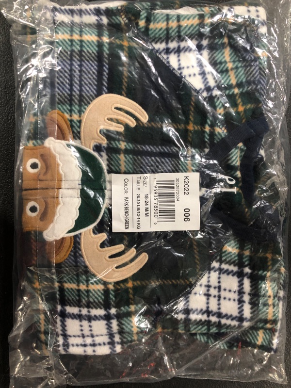 Photo 2 of (18-24 Months) Unisex Baby and Toddler Matching Family Plaid Moose Fleece One Piece Pajamas