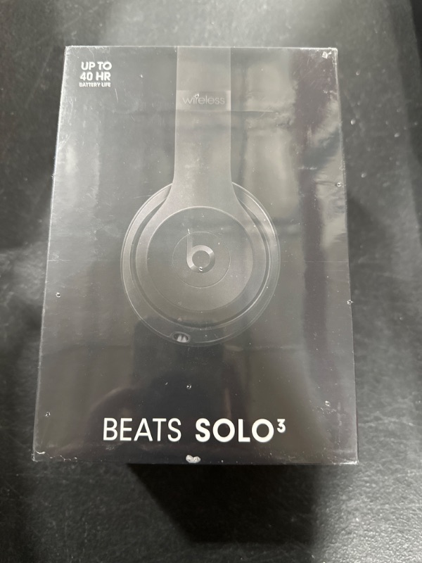 Photo 2 of Beats Solo3 Wireless On-Ear Headphones - Apple W1 Headphone Chip, Class 1 Bluetooth, 40 Hours of Listening Time, Built-in Microphone - Black (Latest Model)-FACTORY SEALED BOX