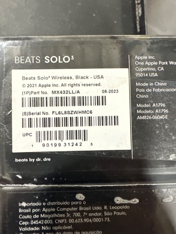 Photo 3 of Beats Solo3 Wireless On-Ear Headphones - Apple W1 Headphone Chip, Class 1 Bluetooth, 40 Hours of Listening Time, Built-in Microphone - Black (Latest Model)-FACTORY SEALED BOX