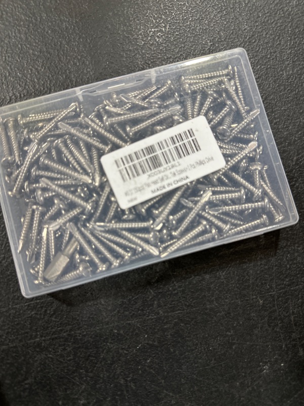 Photo 2 of #8 x 1" Pan Head Self Drilling Screws, 410 Stainless Steel, Cross Recessed Pan Head Self Drilling Screws with Tapping Screw Thread, 150 PCS