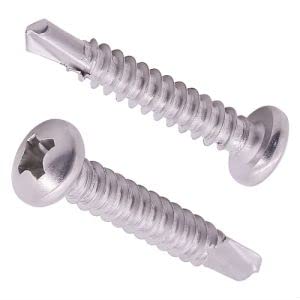 Photo 1 of #8 x 1" Pan Head Self Drilling Screws, 410 Stainless Steel, Cross Recessed Pan Head Self Drilling Screws with Tapping Screw Thread, 150 PCS