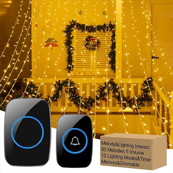 Photo 1 of 12 Modes Curtain Lights 6.6Ft*7.9Ft with Remote, Dimmable Christmas Lights with Timer, Bright Hanging Lights with Memory, Fairy Lights for Bedroom Backdrop Window Indoor Outdoor Wall
