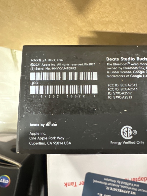 Photo 2 of Beats Studio Buds - True Wireless Noise Cancelling Earbuds - Black with AppleCare+ (2 Years) Black Studio Buds w/ AppleCare+ FACTORY SEALED BOX. 