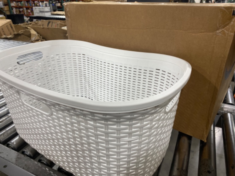 Photo 1 of Large White Woven Laundry Basket