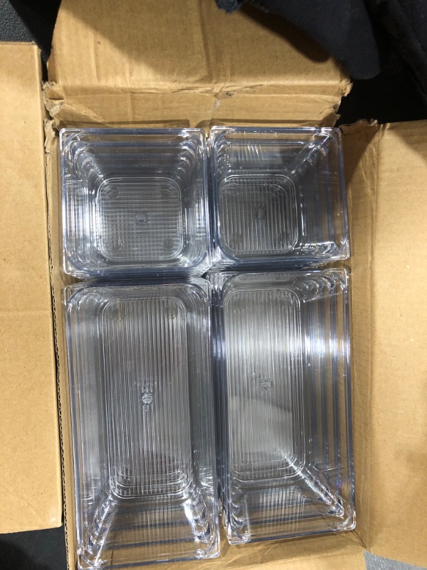 Photo 1 of 25 PCS Clear Plastic Desk Drawer Divider, Organizer Trays, Storage Bins, Bathroom Drawer Organizers for Makeup, Bedroom, Office, Kitchen Divider Utensils, 4 Sizes