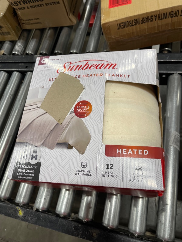 Photo 2 of Sunbeam Royal Ultra Fleece Heated Electric Blanket Queen Size, 90" x 84", 12 Heat Settings, 12-Hour Selectable Auto Shut-Off, Fast Heating, Machine Washable, Warm and Cozy, Cream Cream Queen Royal Ultra Blanket