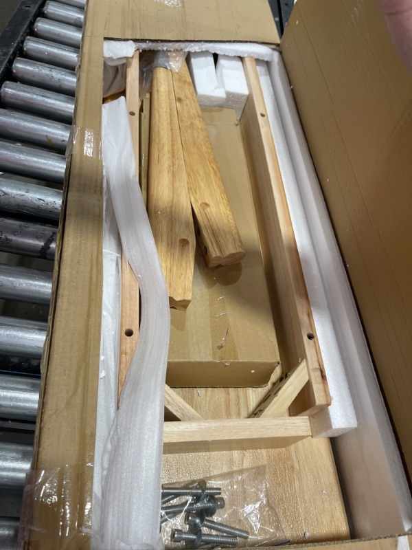 Photo 1 of DELAVIN 47 Inch Solid Wood Dining Bench, Table Bench for Bedroom, Midcentury Wooden Bench for Kitchen, Long Entryway Bench for Living Room, Natural