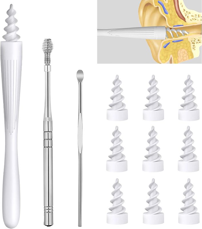 Photo 1 of 3 in 1 Ear Wax Removal Tool, 2024 Q-Grips Ear Wax Removal Reusable and Washable Replacement Soft Silicone Tips for Cleaner Earwax, Ear Wax Removal Kit Contains 3 Types of Ear Cleaner Tools 