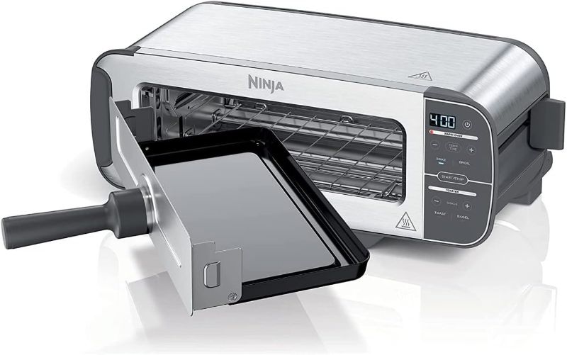 Photo 1 of Ninja ST100 Foodi 2-in-1 Flip Toaster, 2-Slice Capacity, Compact Toaster Oven, Snack Maker, 1500 Watts, Stainless Steel
