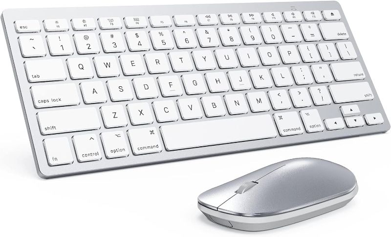 Photo 2 of Bluetooth Keyboard and Mouse for Mac, OMOTON Ultra-Slim Keyboard and Mouse Combo, Wireless Keyboard and Mouse for MacOS, MacBook Pro/Air, iMac, Mac Mini, Laptop and PC (Silver)
