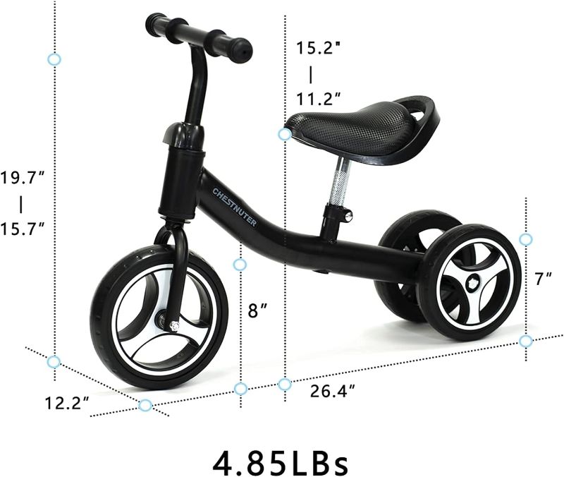 Photo 1 of Baby Balance Bike, Toy Gift for 1 2 3 Year Old, Sturdy Toddler Balance Bicycle, Best Birthday Gift for 12-36 Months Boy Girl, Indoor Outdoor Kids Riding Toys with 3 Wheels(Black)
