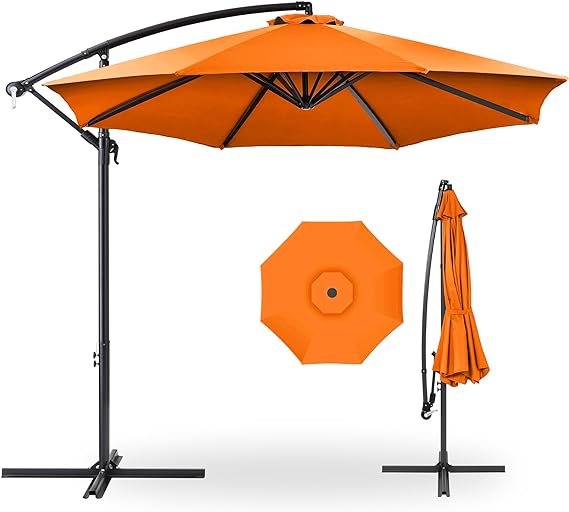 Photo 1 of Best Choice Products 10ft Offset Hanging Market Patio Umbrella w/Easy Tilt Adjustment, Polyester Shade, 8 Ribs for Backyard, Poolside, Lawn and Garden
