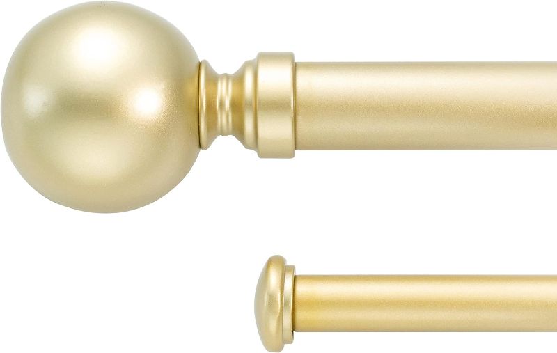 Photo 1 of 1-Inch Double Curtain Rod,Ball Finial,28-inch to 48-inch Adjustable,Golden
