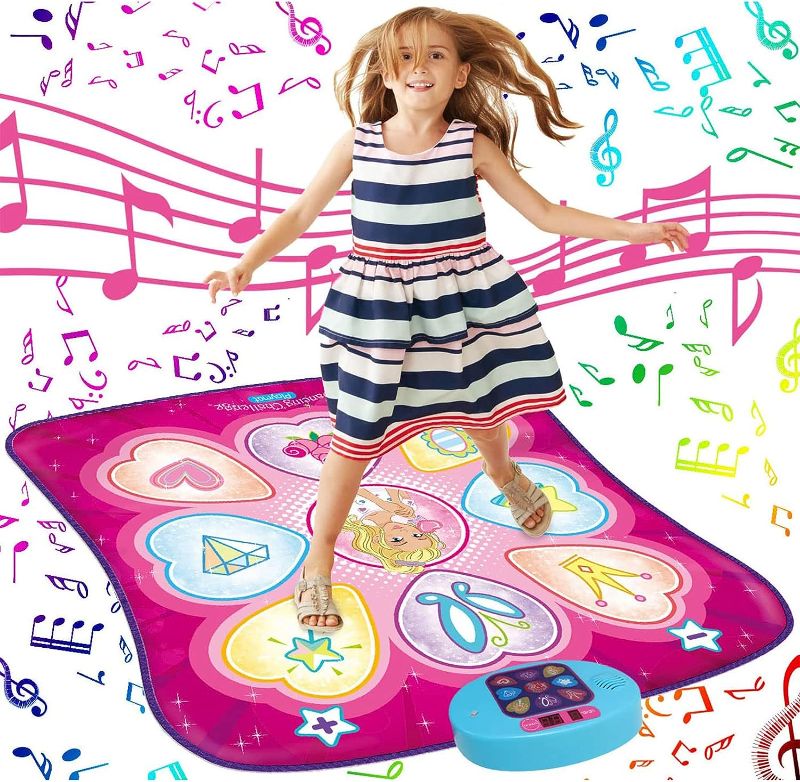 Photo 1 of SUNLIN Dance Mat - Dance Mixer Rhythm Step Play Mat - Dance Game Toy Gift for Kids Girls Boys - Dance Pad with LED Lights, Adjustable Volume, Built-in Music, 3 Challenge Levels (3-12 Years Old)