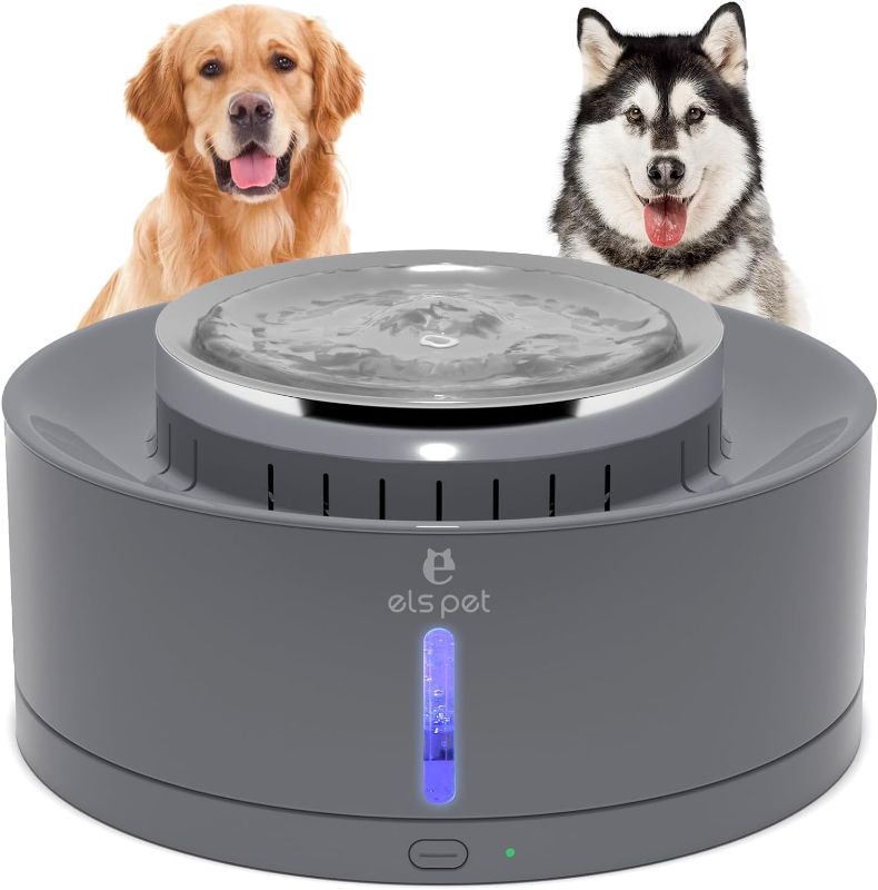 Photo 1 of ELS PET 270oz/8L Dog Water Fountain: Large Pet Water Fountain Ultra Quiet BPA-Free Automatic Cat Water Dispenser Dog Water Bowl, Smart Pump & Triple Filtration, Ideal for S-L Dogs & Multi-Pet (Grey)
