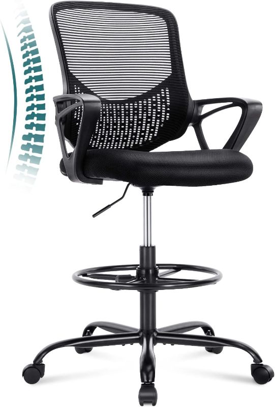 Photo 1 of **FOR PARTS ONLY** Adjustable Counter Height Office Chair, Black, Mesh
