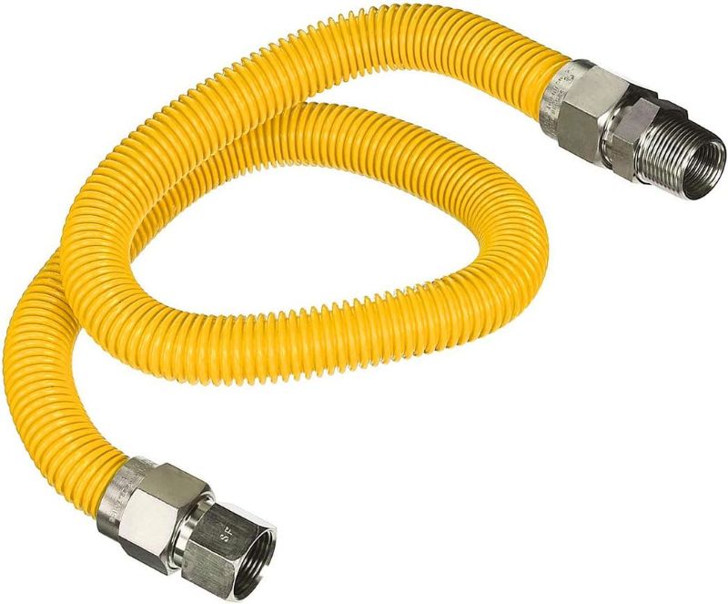 Photo 1 of Gas Connector 36 inch Yellow Coated Stainless Steel, 1” OD Flexible Gas Hose Connector for Tankless Water Heater, with 3/4” FIP x 3/4” MIP Stainless Steel Fittings, 36” Gas Appliance Supply Line
