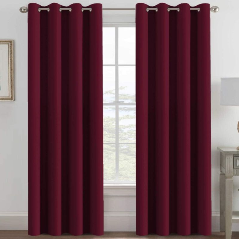 Photo 1 of H.VERSAILTEX Light Blocking Blackout Curtains Window Treatment Thermal Insulated Grommet Energy Saving Curtains/Drapes for Bedroom/Living Room/Christmas Season Sale (52 x 96 Inch, Burgundy Red) 