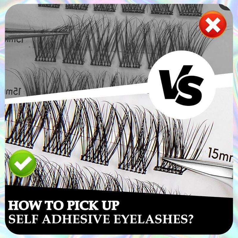 Photo 1 of 4 PACK  Self Adhesive Eyelashes No GLue Lash Clusters Wispy Lashes, Press On Lashes C Curl DIY Lash Extension Only 1 Step, No Sticky Residue, Easy to Apply,36pcs(SA17 C Curl,11-15mm)