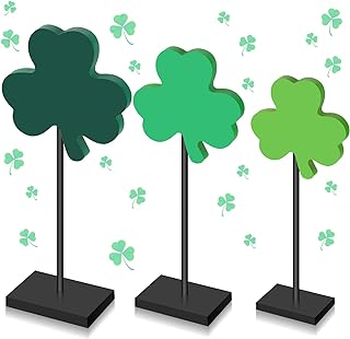 Photo 1 of 6Pcs Glitter St. Patrick's Day Table Decorations Signs, Wooden Green Shamrock Tiered Tray Decors, Irish-themed Lucky Clover Block Sign St Patrick's Day Tabletop Centerpiece for Home Party Shelf