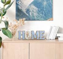 Photo 1 of Home Wooden Letter Blocks with bird, Rustic Farmhouse Freestanding Wooden Letters Table Decor for Home (BLue)