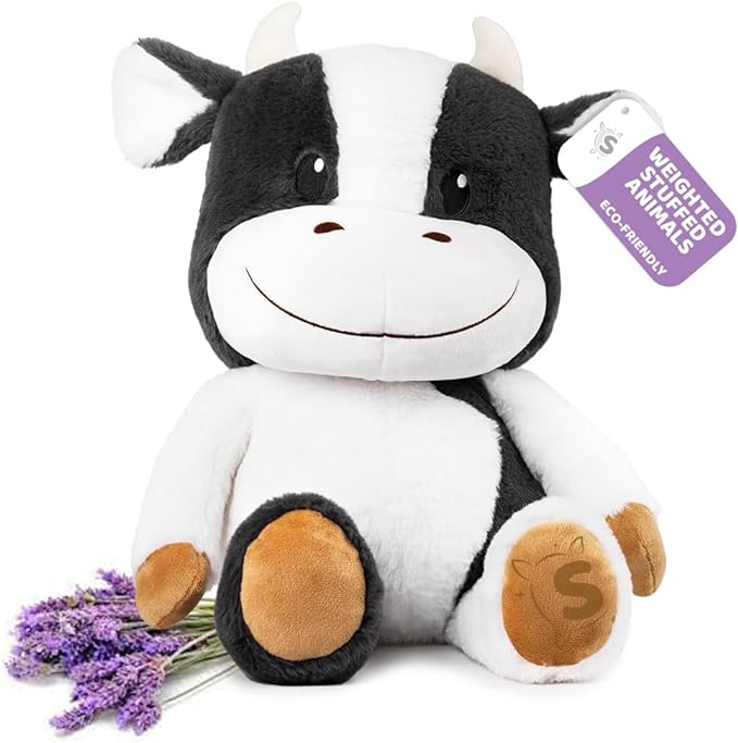 Photo 1 of Weighted Stuffed Animals 2lb - 14" Recycled Stuffing Weighted Plush Toy - Extra Soft with Lavender Scent - Cute Cow Plushies for Kids and Adults.
