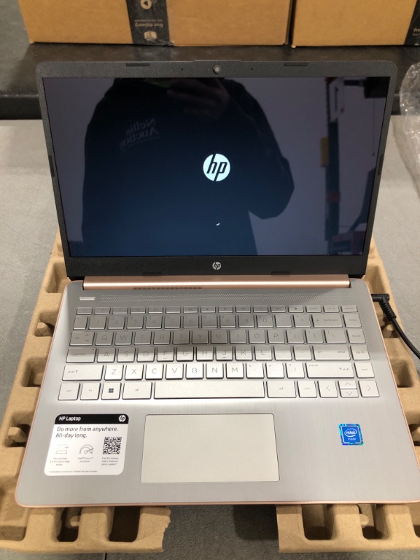 Photo 2 of HP 14 Laptop, Intel Celeron N4020, 4 GB RAM, 64 GB Storage, 14-inch HD Touchscreen, Windows 10 Home, Thin & Portable, 4K Graphics, One Year of Microsoft 365 (14-dq0070nr, 2021, Pale Rose Gold)