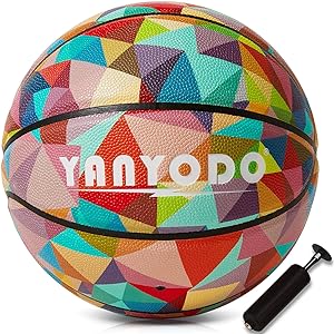 Photo 1 of YANYODO Basketball Size 7 Basketballs with Pump Arena Training Beginners Adults & Youth Ball Game Indoor Outdoor Colourful Basketball Ball