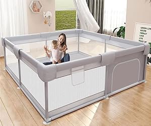 Photo 1 of Baby Playpen Play Pens for Babies and Toddlers Baby Fence Baby Play Yards for Indoor & Outdoor with Breathable Mesh Anti-Fall Playpen 